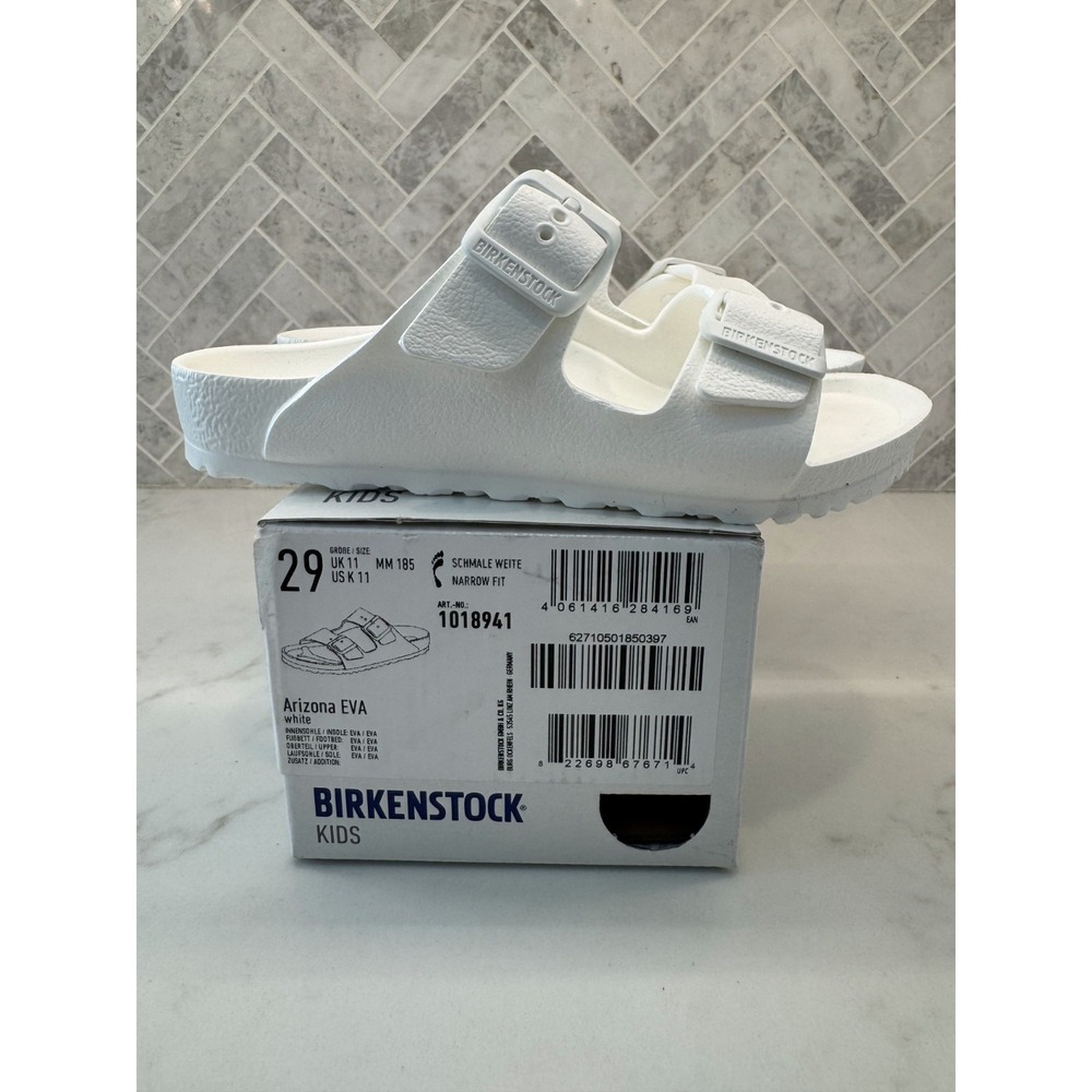 Birkenstock Arizona EVA Sandals Kids Youth Size 11 29 White Double Strap Slides